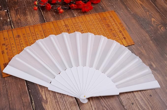 HUNANBANG 1 Dozen 12 Pieces Folding Hand Fans Church Wedding Gift, Party Favors - Image 4