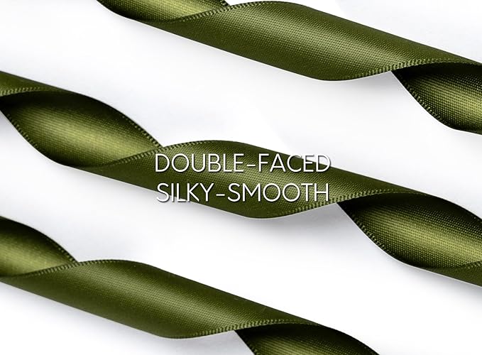 Moss Green Satin Ribbon 7/8 Inch x 50 Yards Double-Faced - Image 3
