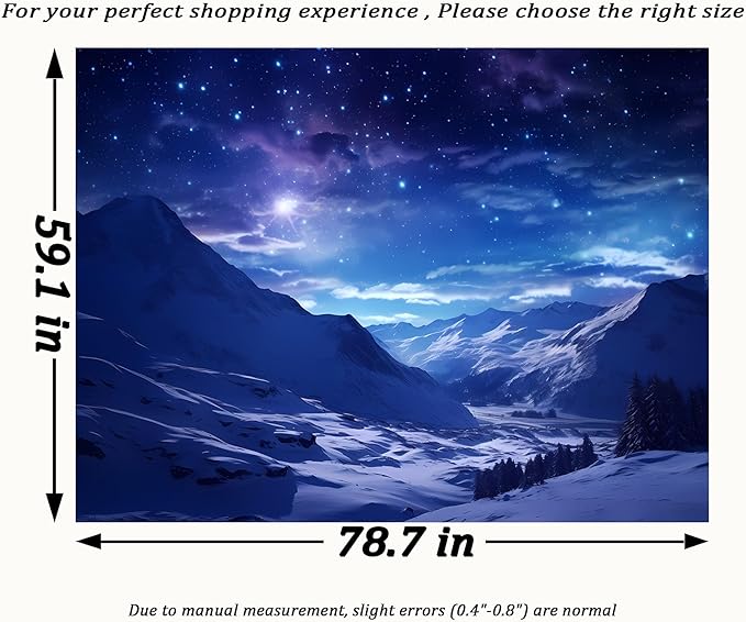 QGHOT Winter Tapestry Wall Hanging Snow Scene Backdrop Snow Mountain Wall Decor - Image 6