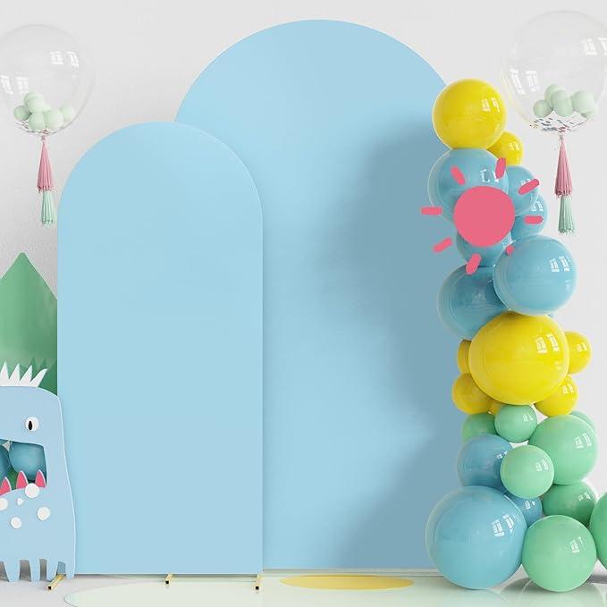 Fomcet Wedding Arch Cover 7.2FT, 6FT Dusty Blue Spandex Fitted Fabric Arch by Fomcet