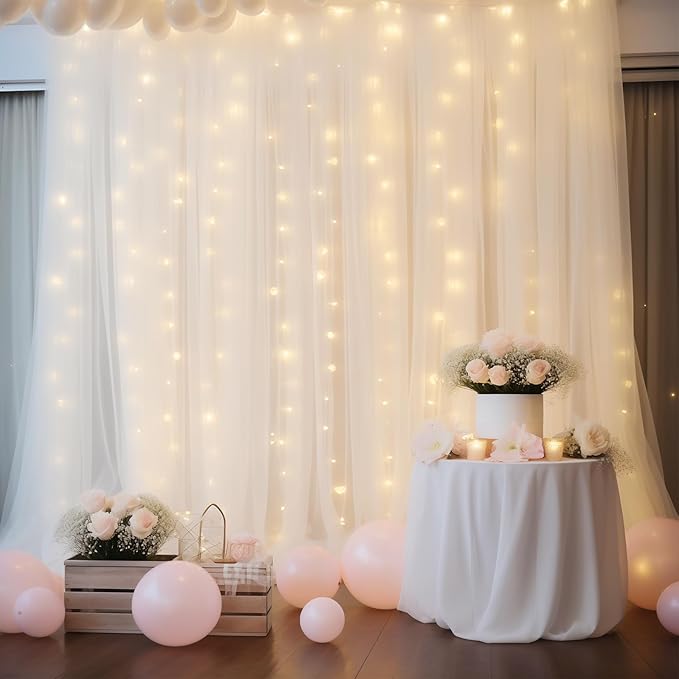 20×10ft White Tulle Backdrop Curtain - Image 2