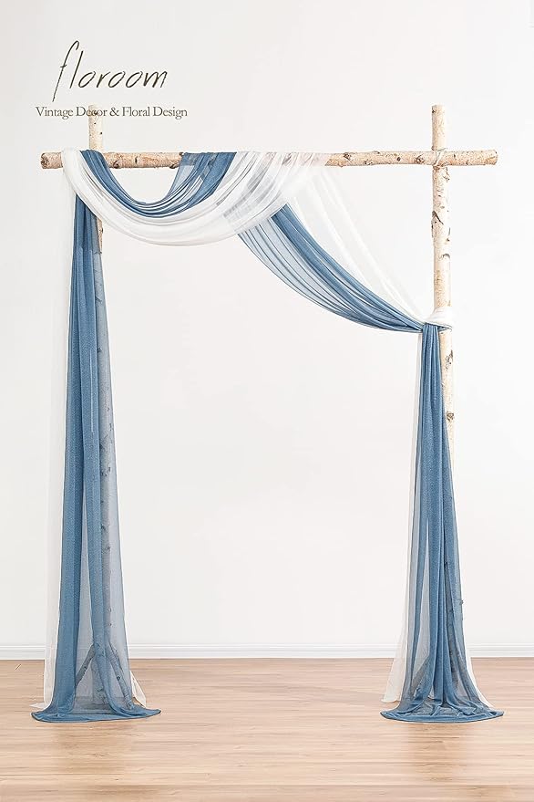 Floroom Wedding Arch Draping Fabric 2 Panels 20Ft Chiffon Fabric Drapes Arbor - Image 2
