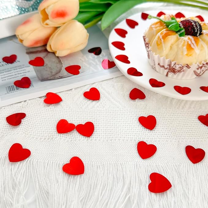 Red Heart Confetti – Shiny Foil Heart Table Scatter - Image 5