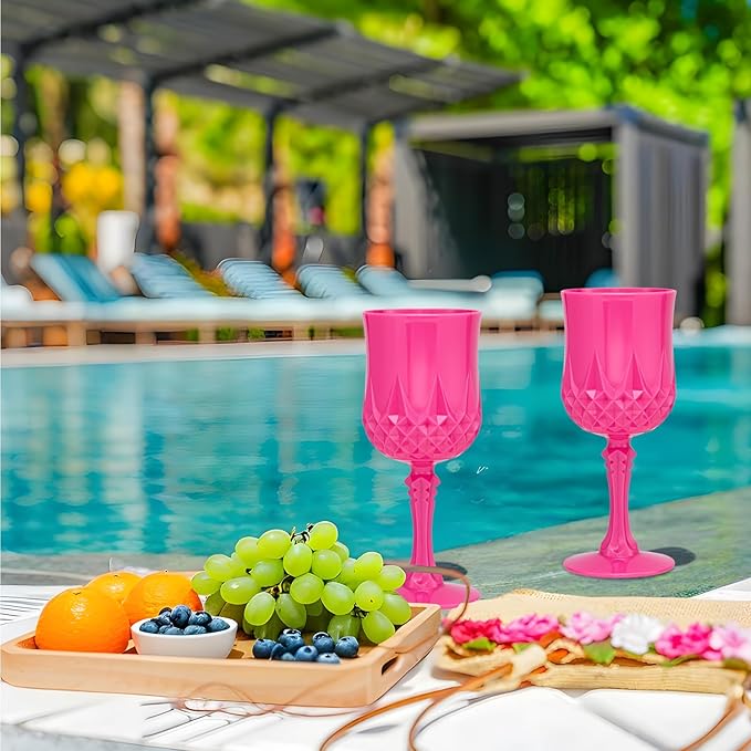 Plastic Vintage Wine Glasses 7OZ Plastic Goblets Vintage Drinking Glasses 24PCS - Image 5