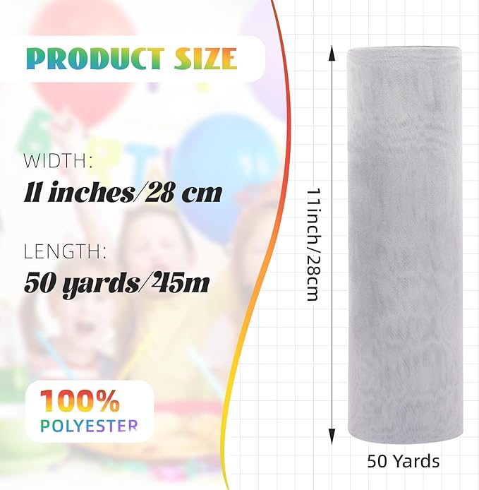 Crystal Organza Fabric Tulle 11 Inch by 50 Yards Sheer Tulle Rolls - Image 3