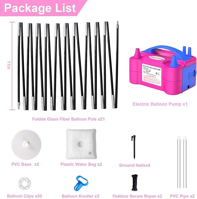 Chamvis Balloon Arch Kit and Electric Balloon Pump, 7.4ft Balloon Arch Stand - Image 6