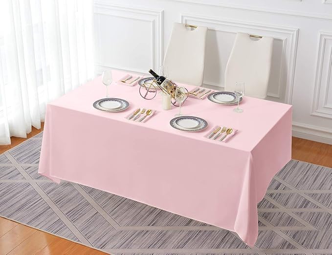 Surmente Pink Tablecloth 90 x 132-inch Rectangular Polyester Table Cloth - Image 6