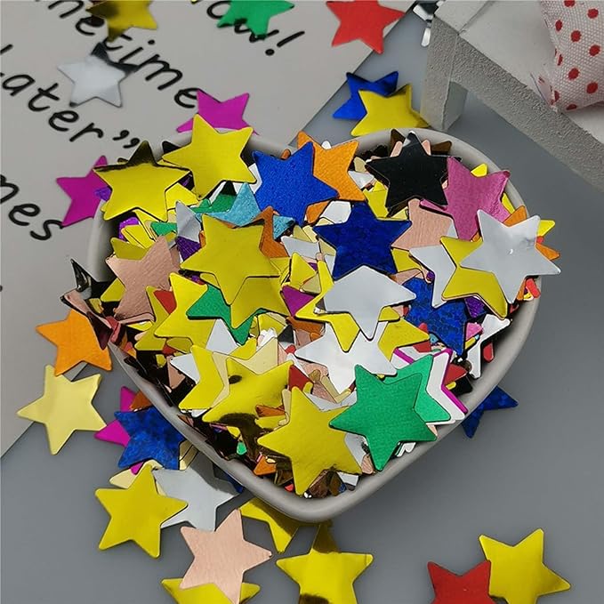 Rainbow Metallic Foil Star Confetti 0.78inch/2cm 8000PCS Table Confetti - Image 4