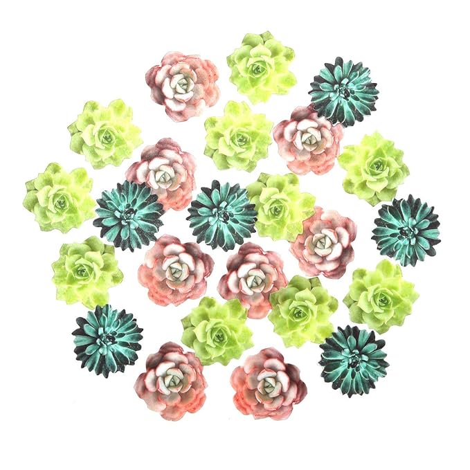 24pcs Edible Cupcake toppers Succulents Hawaiian Party Cake Summer Decoration - Image 3