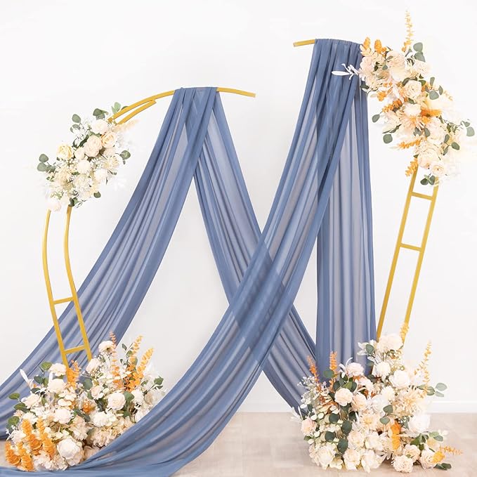 Socomi Wedding Arch Draping Fabric 3 Panels 29" x 19Ft Dusty Blue Sheer Chiffon - Image 4