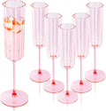 Ciaell 24 Pack Pink Plastic Champagne Flutes - 6 Oz Flower Wavy Champagne by Ciaell