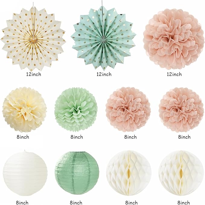 Sage-Green Blush-Pink Beige Birthday Party-Decorations - Image 2