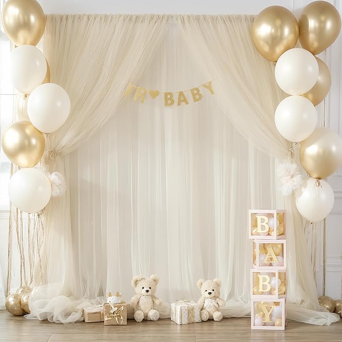 Champagne Sheer Backdrop Curtains - Image 2