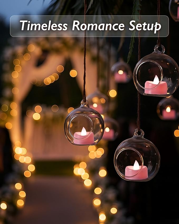 Raycare Pink LED Tea Lights Battery Operated, 200+Hour Flickering Votive Candles - Image 3