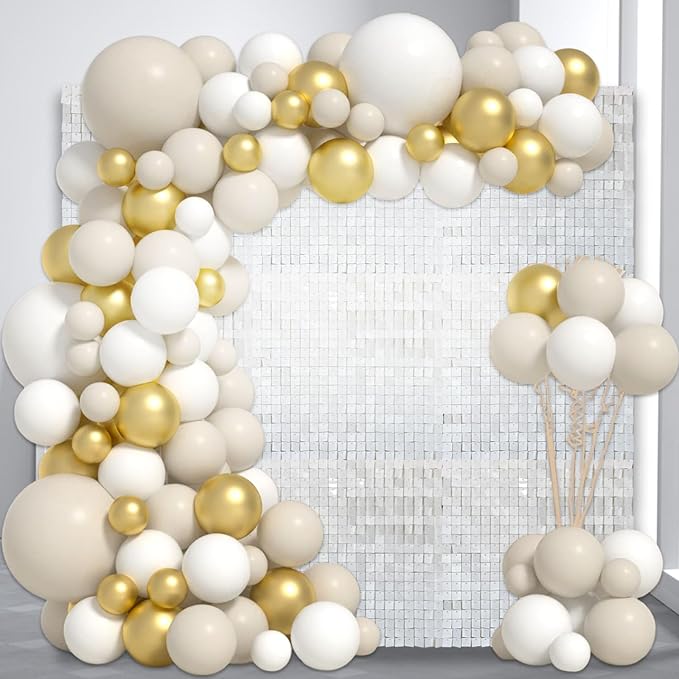12PCS White Shimmer Wall Backdrop, Square Sequin Photo Backdrops Panel - Image 4