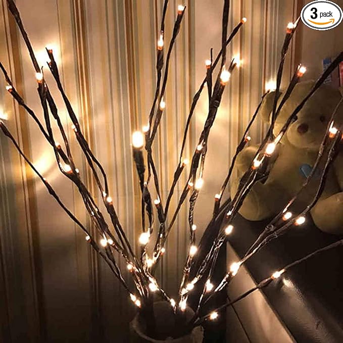 3 Pack Warm White Lighted Branches 60 LED Twig Lights Lighted Plants Artificial by AutoHigh