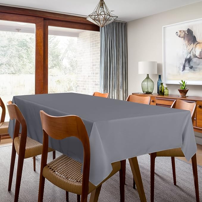 sancua 2 Pack Light Grey Tablecloth 60 x 102 Inch, Rectangle 6 Feet Table Cloth - Image 3