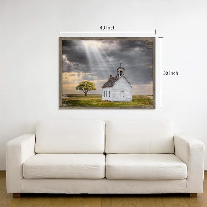 Wooden Barn Landscape Artwork Painting - Image 6