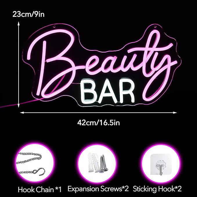 Beauty Bar Neon Sign, Girls Makeup Room Bedroom Decor - Image 5
