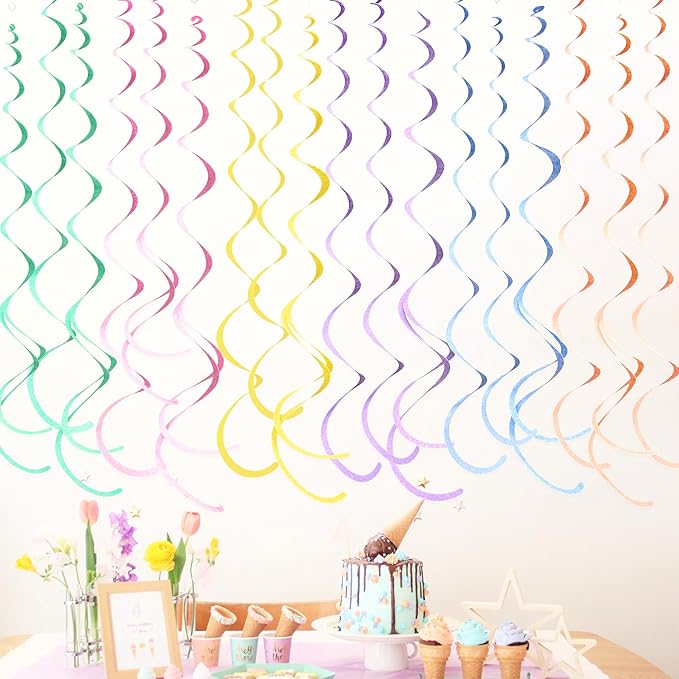 36 Pcs Pastel Hanging Swirl Decorations Pastel Color Felt Swirl Streamer Spiral - Image 5