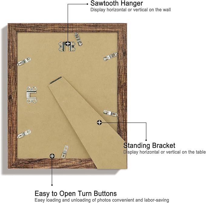 8.5x11 Picture Frame Set of 4, High Definition Real Glass Rustic Frame - Image 5
