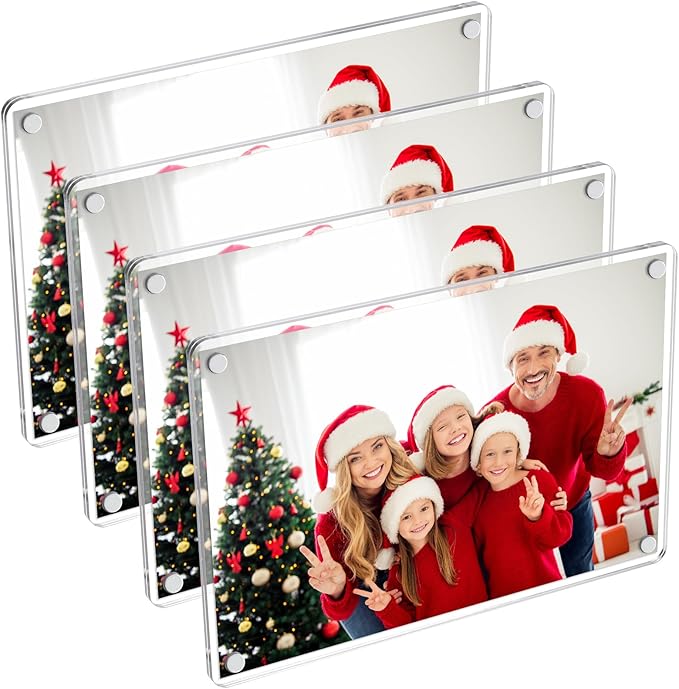 4 Pack 4×6 In Acrylic Fridge Magnetic Frame, Photo Picture Frames, Double Sided by SUNEZLGO