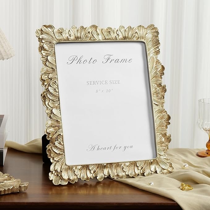 Cuspin 8x10 Picture Frame Vintage Gold Frames, Elegant Photo Frame - Image 5