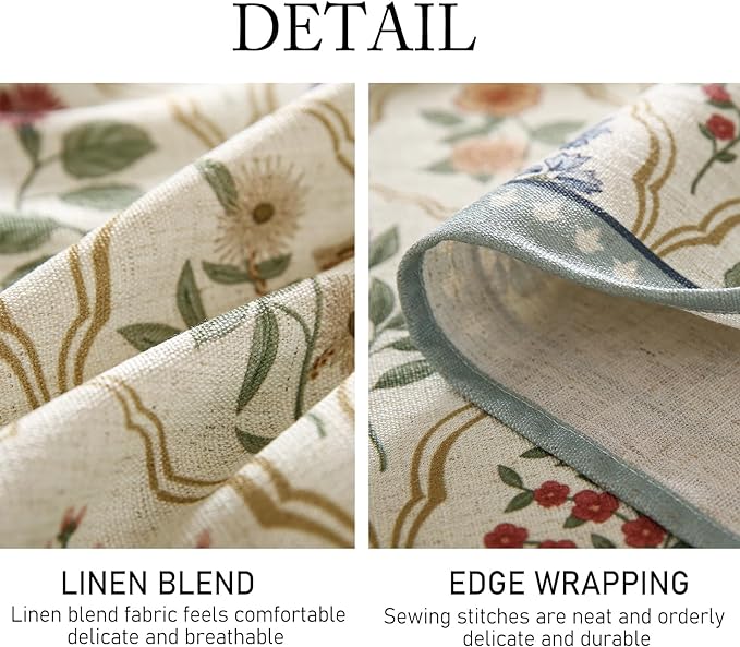 ISAENNE Designer Small Round Tablecloth, Western Linen Colorful Floral Indoor - Image 5