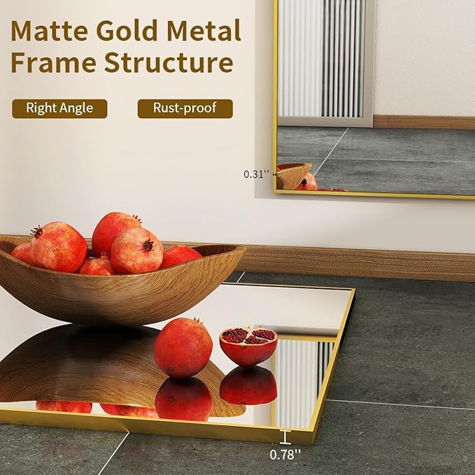 BEAUTYPEAK Gold Bathroom Wall Mirror - Image 3