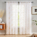 Sheer Curtains White-Beige 95 Inches, Embroidery Floral Pattern Window by MYSTIC-HOME