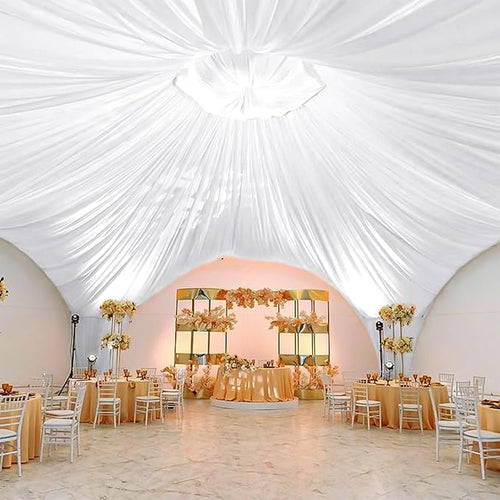 10 Panels White Ceiling Drapes for Wedding 5ftx40ft Sheer Drapery Chiffon by REWOMC