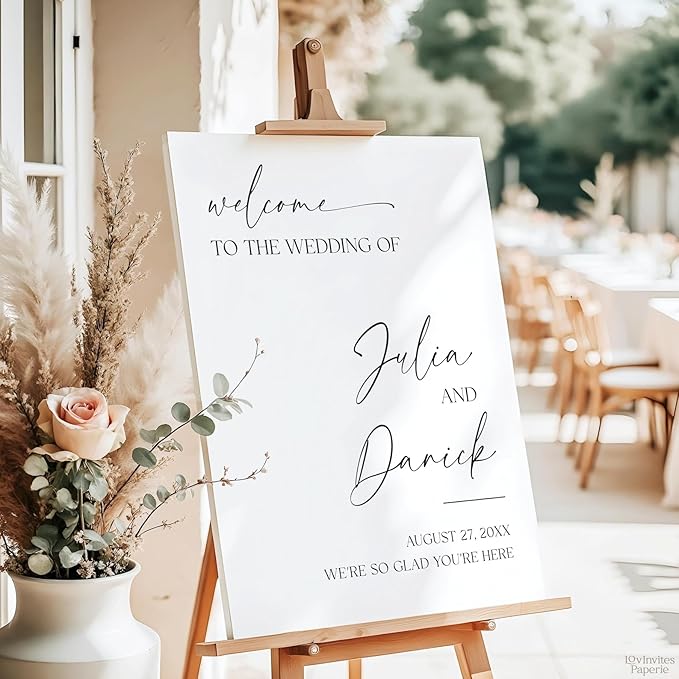 Welcome Wedding Sign Personalized, Minimalist We're So Glad You're Here Wedding - Image 3