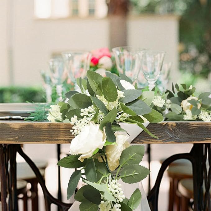 MAKHOT 2PCS Eucalyptus Garland, 6.6Ft Artificial Greenery Garlands Flower Decor - Image 9