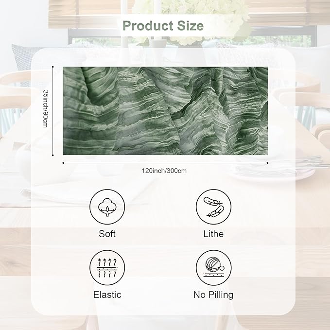 6 Pack Sage Green Cheesecloth Table Runner 35x120 Inch 10Ft Rustic Gauze Cheese - Image 4