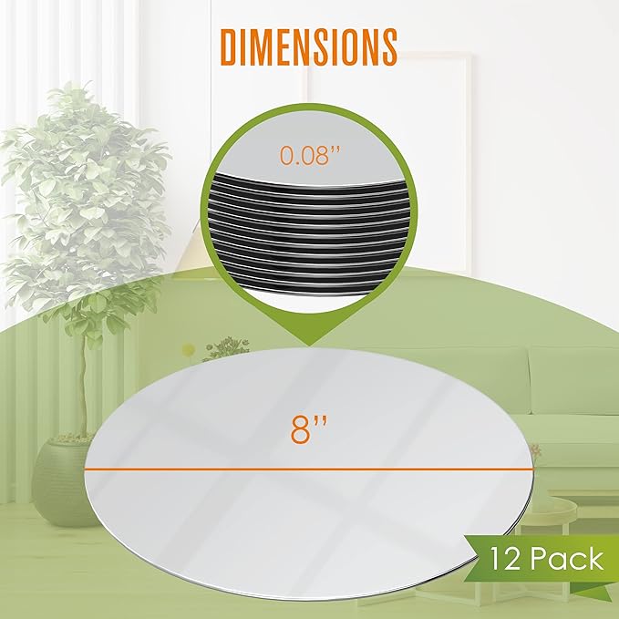 Houseables Mirror Centerpieces for Tables, Round Mirrors for Centerpieces - Image 2