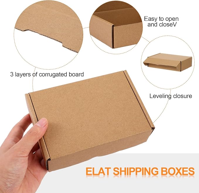 Qilery 100 Pcs Shipping Boxes Cardboard Gift Corrugated Cardboard Brown Boxes - Image 3