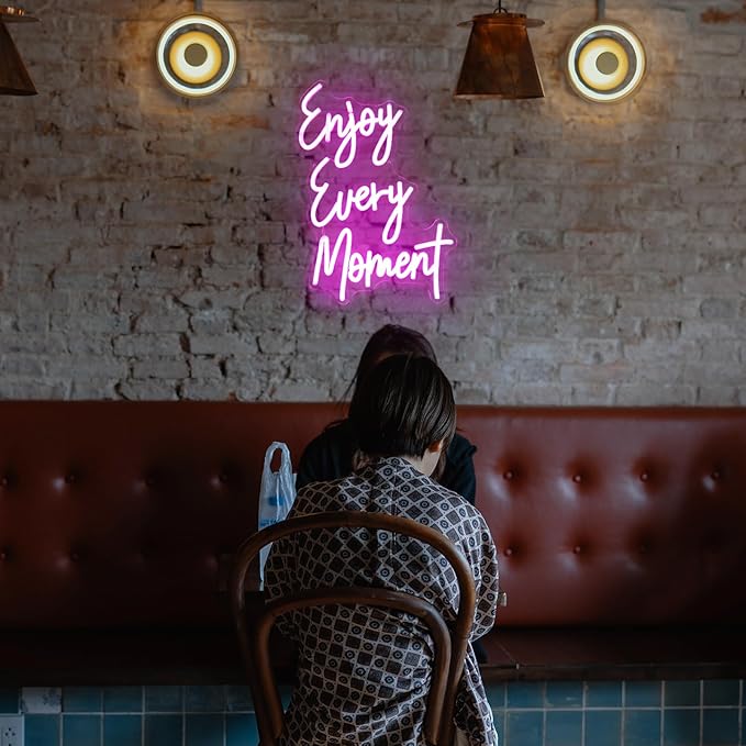 Enjoy Every Moment Neon Sign Pink Letter LED Sign Words Neon Light Up Sign - Image 7