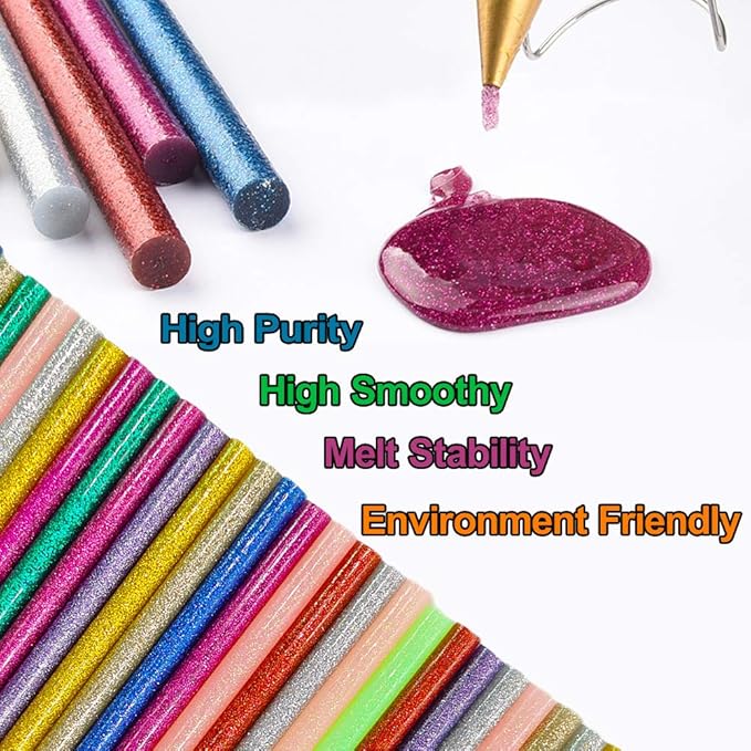 Glitter Hot Glue Sticks for Hot Glue Gun 14 Colors 84 Pack Bulk Colored Glitter - Image 3