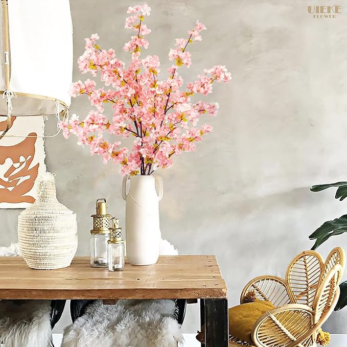 Uieke Silk Cherry Blossom Branches, 39.3in Artificial Cherry Blossom Tree Stems - Image 6