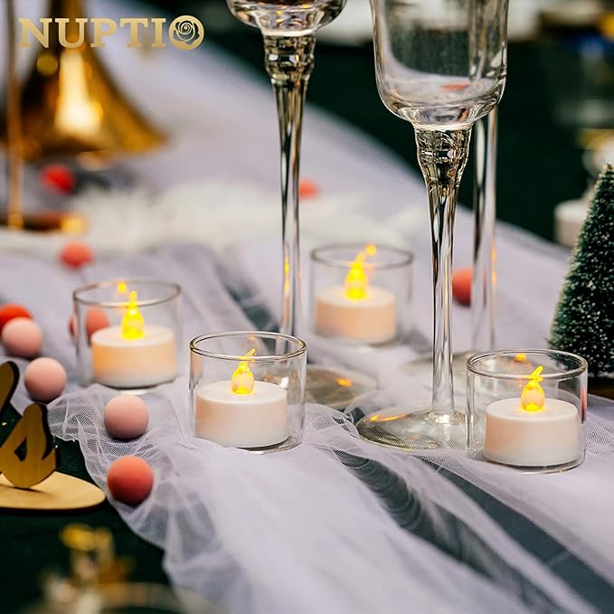 NUPTIO Glass Votive Candle Holders: Set of 24 Clear Tealight Holders Bulk - Image 4
