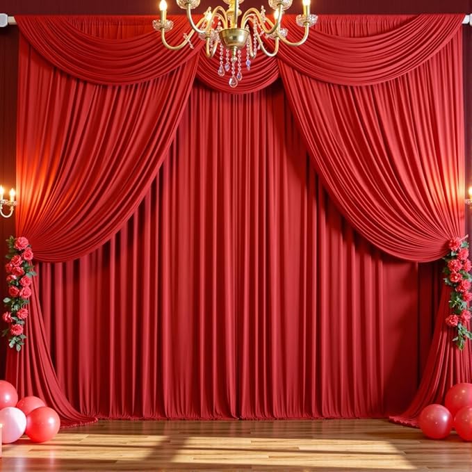 10 Panels 5x10ft Red Backdrop Curtains - Image 6