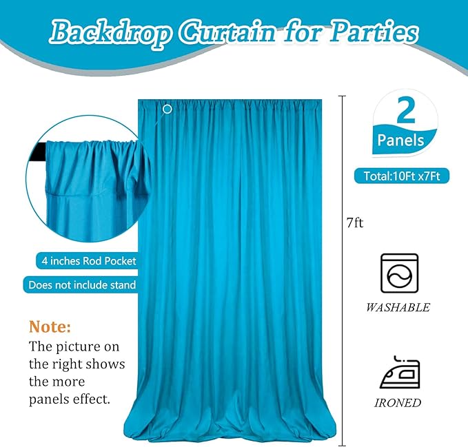 10 x 7 Feet Lake Blue Backdrop Curtain - Image 2