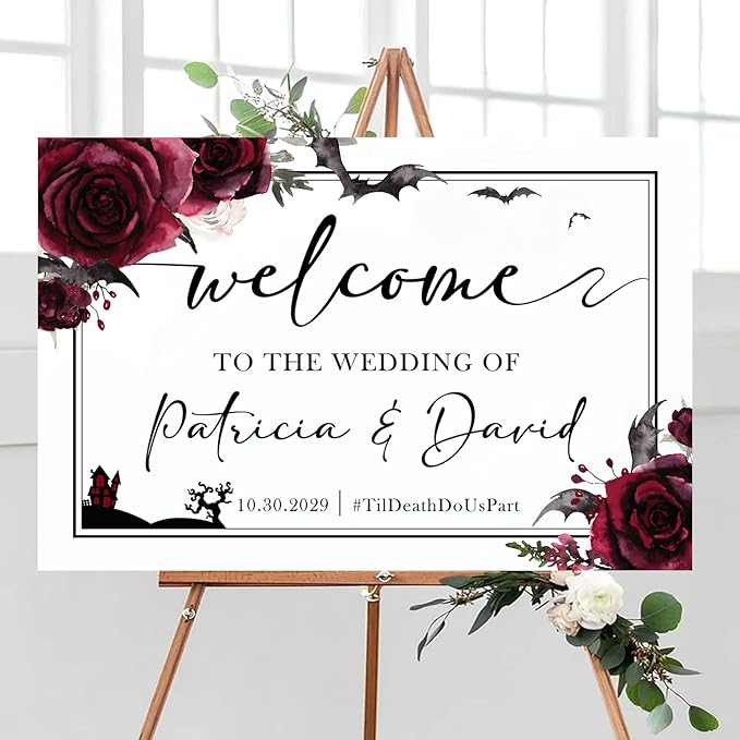 Wedding Sign Halloween Wedding, Welcome To Our Wedding Sign, Til Death Do Us - Image 2