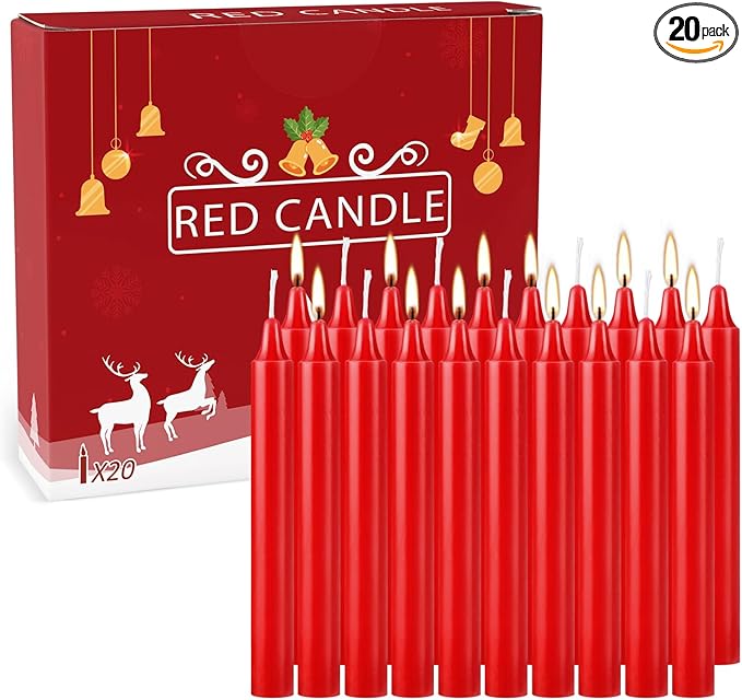 20PCS 4-inch Red Taper Candles for Decorative Use by Grcdoyvl
