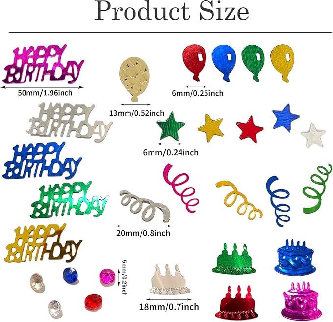 Multicolor Happy Birthday Confetti, Birthday Party Confetti Metallic Foil - Image 2