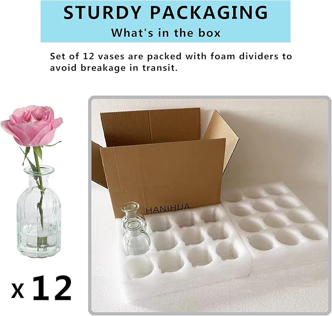Set of 12 Glass Vases Bud Vases in Bulk, Small Vase - Image 2