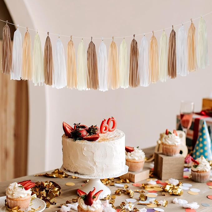 Boho Baby-Shower White-Brown Champagne Fall Party-Decorations - Image 7