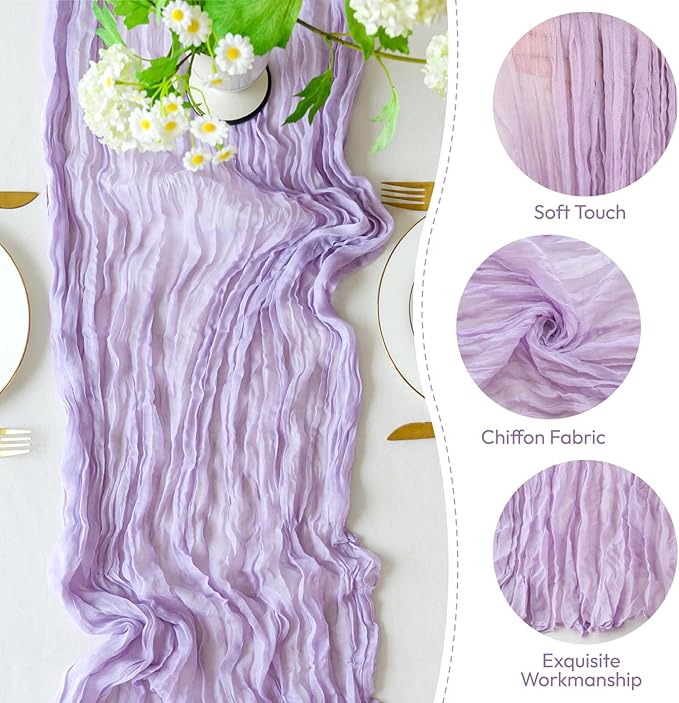 Sioloc 5 Pack Lilac Purple Lavender Cheesecloth Table Runner Fall Autumn Decor - Image 3