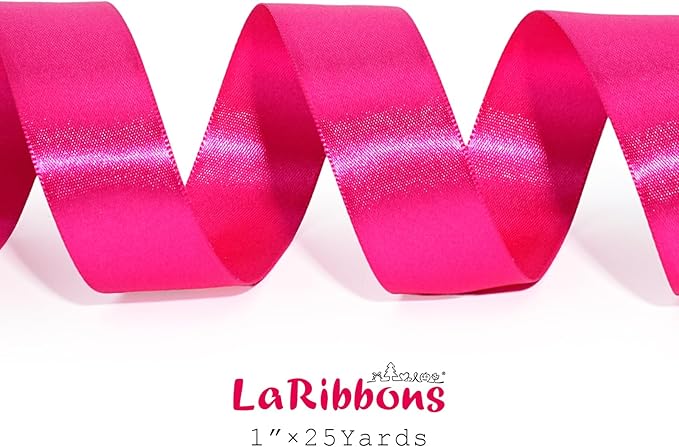 LaRibbons Hot Pink Satin Ribbon 1 Inch 25 Yards Luxury Double Faced Hot Pink - Image 8