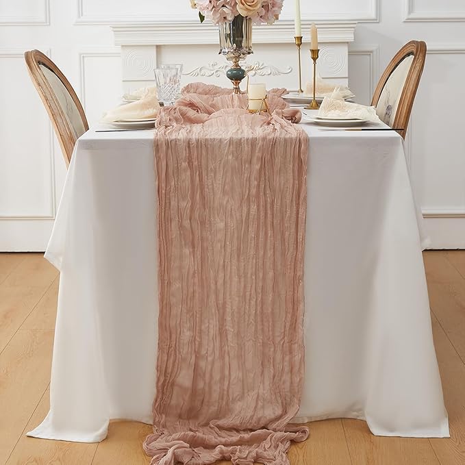 Nude 1 Pack Cheesecloth Table Runner 120 Inch 10 FT Boho Rustic Gauze - Image 7